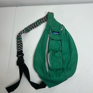 Kavu Cotton Rope Sling Backpack Bag Green Hiking Ajustable Strap